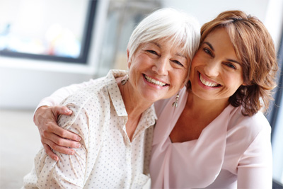 Old lady with daughter